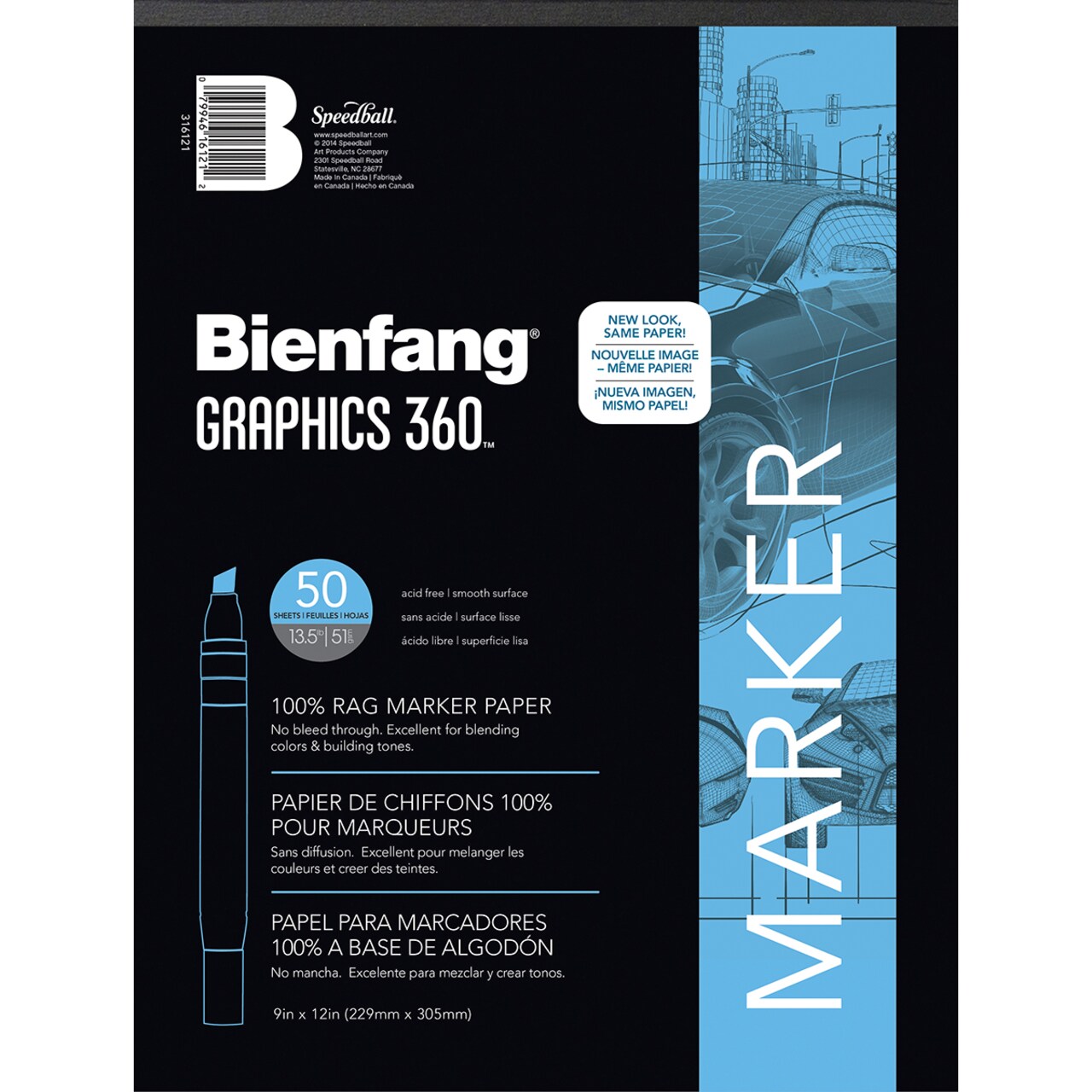 Speedball Bienfang Graphics 360 Marker Paper Pad 9"X12"-50 Sheets